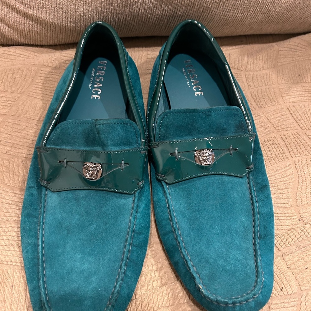 Versace Men's Turquoise Slip-On Loafers